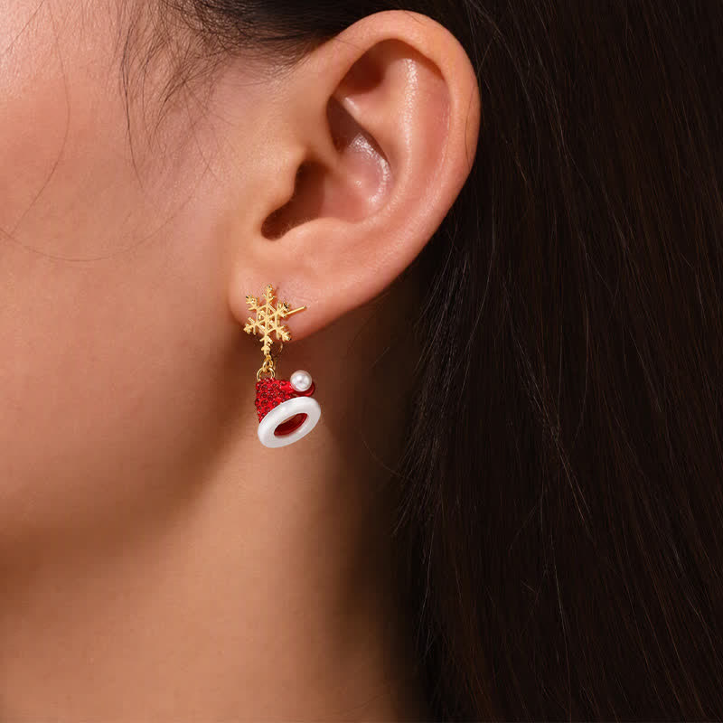 TaleClasp Festive Snowflake Santa Hat Candy Cane Drop Earrings - image 1