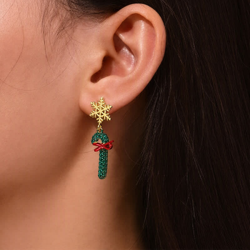 TaleClasp Festive Snowflake Santa Hat Candy Cane Drop Earrings - image 2
