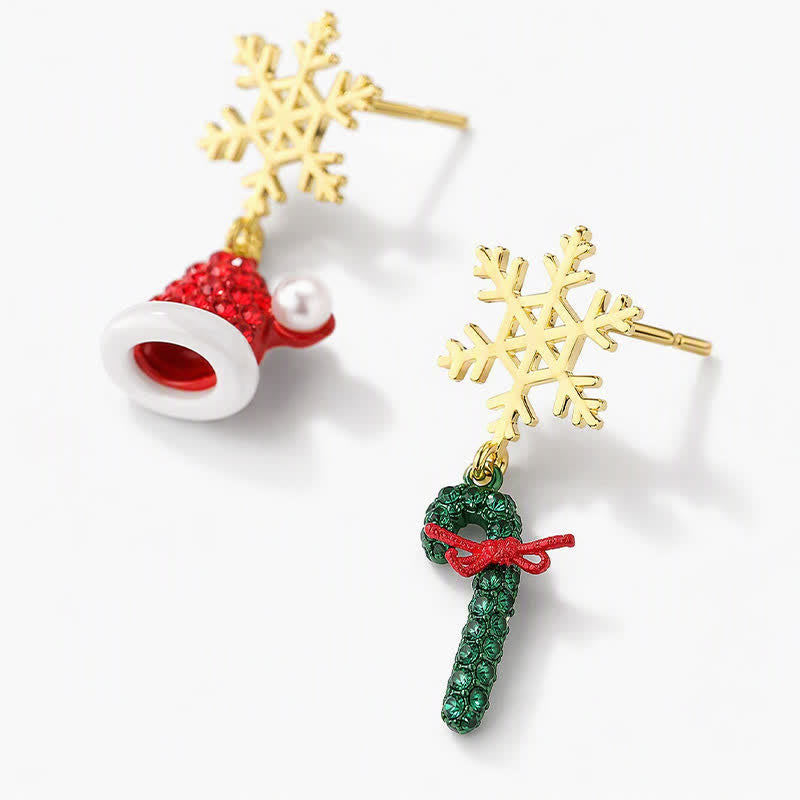 TaleClasp Festive Snowflake Santa Hat Candy Cane Drop Earrings - image 4