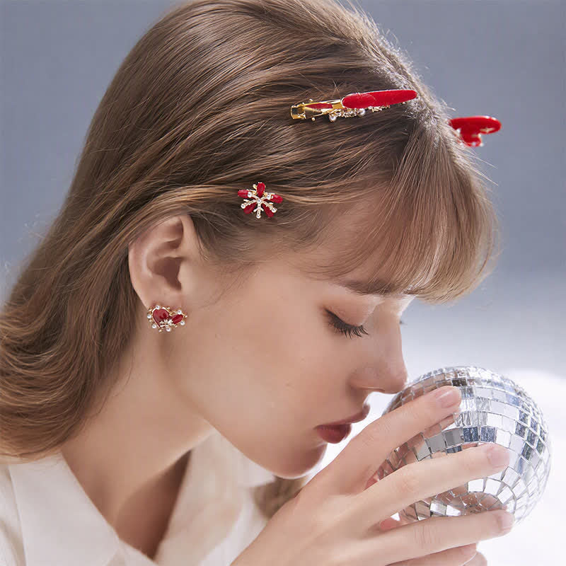 TaleClasp Christmas Earring Hair Clip Set - image 1