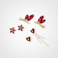 TaleClasp Christmas Earring Hair Clip Set - Red - image 0