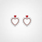 TaleClasp Romantic Red Heart Halo Drop Earrings - Silver - image 0