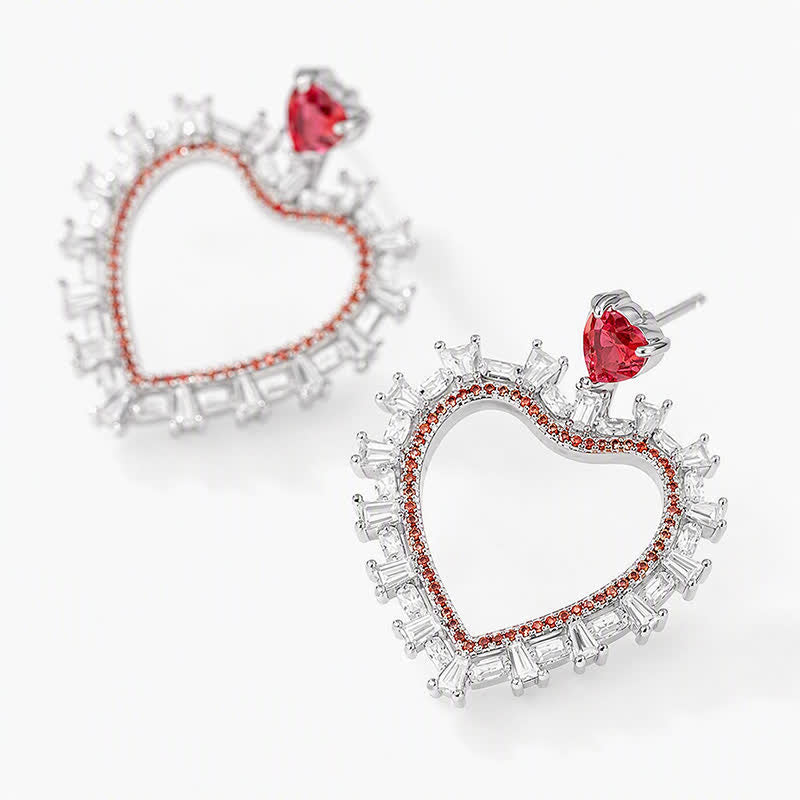TaleClasp Romantic Red Heart Halo Drop Earrings - image 3