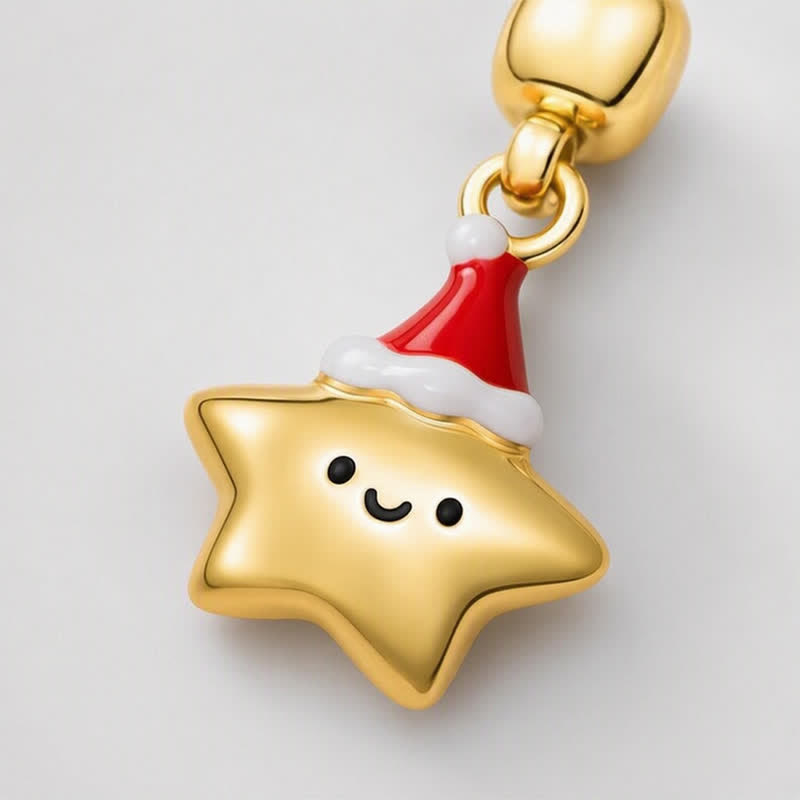 TaleClasp Festive Smiling Star Gold Tone Charm - image 3