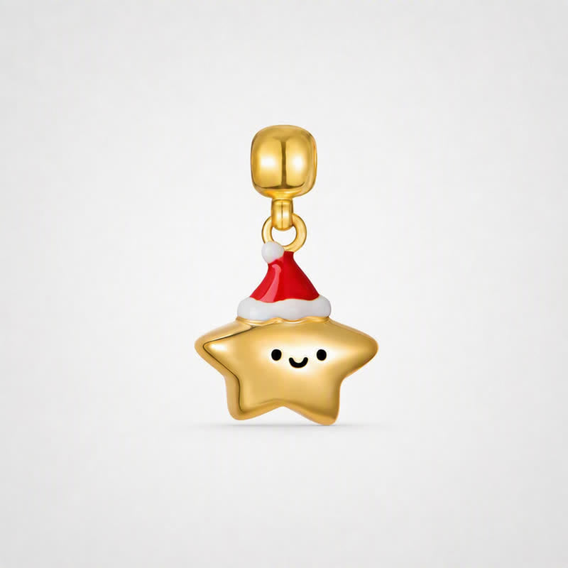 TaleClasp Festive Smiling Star Gold Tone Charm - Golden - image 0