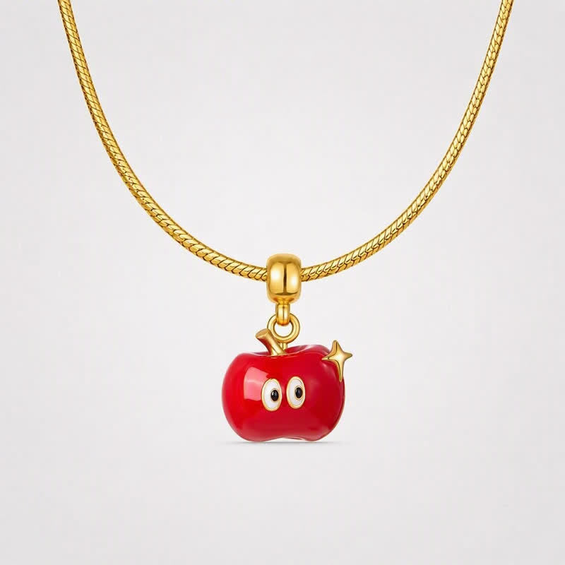 TaleClasp Glossy Red Apple Gold Tone Charm - image 4