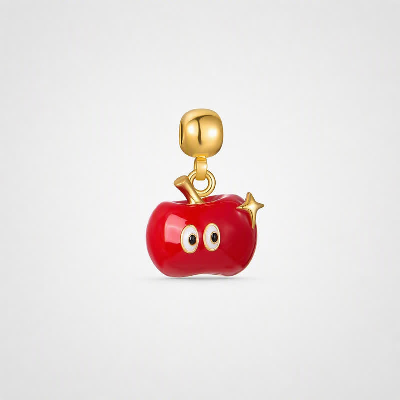 TaleClasp Glossy Red Apple Gold Tone Charm - image 0