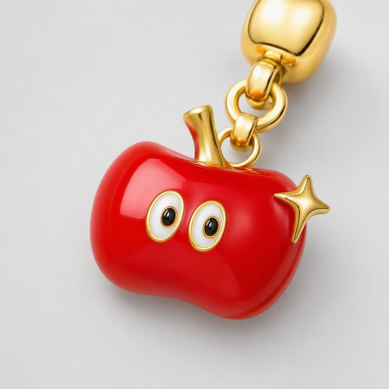 TaleClasp Glossy Red Apple Gold Tone Charm - image 3