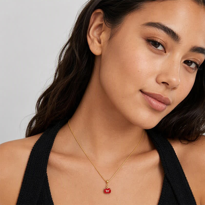 TaleClasp Glossy Red Apple Gold Tone Charm - Red - image 2