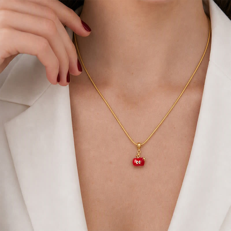 TaleClasp Glossy Red Apple Gold Tone Charm - image 1