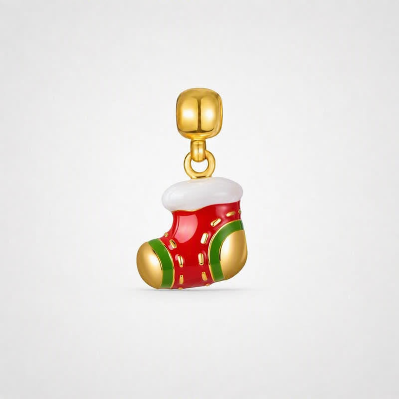 TaleClasp Christmas Stocking Gold Tone Charm - Red - image 0