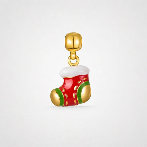 TaleClasp Christmas Stocking Gold Tone Charm - Red - image 0