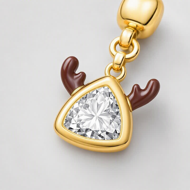 TaleClasp Christmas Reindeer Antlers Gold Crystal Teardrop Charm - image 3