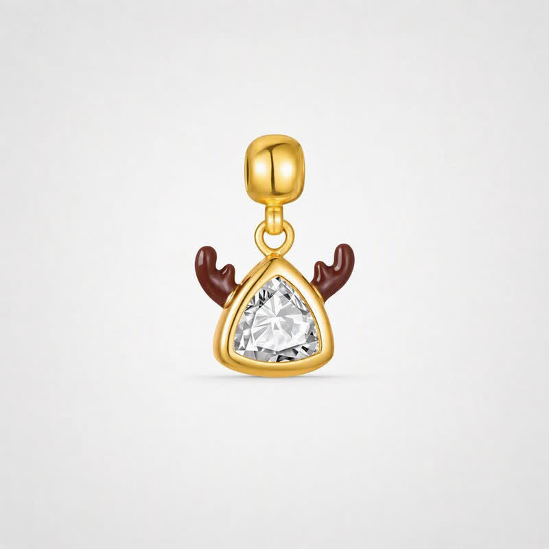 TaleClasp Christmas Reindeer Antlers Gold Crystal Teardrop Charm - Golden - image 0