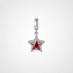 TaleClasp Radiant Red Star Pave Halo Dangle Charm - Silver - image 0