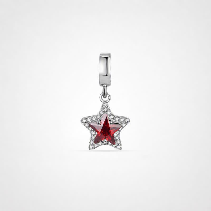 TaleClasp Radiant Red Star Pave Halo Dangle Charm - Silver - image 0
