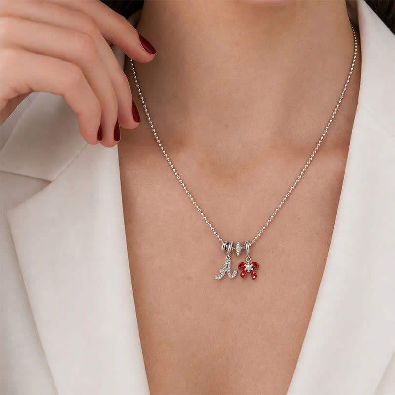 TaleClasp Red Bow Pearl Accent Dangle Charm - image 1