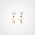 TaleClasp Pearl Stud Golden Bell Flower Drop Earrings - Golden - image 0