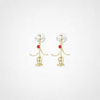 TaleClasp Pearl Stud Golden Bell Flower Drop Earrings - Golden - image 0