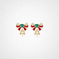 TaleClasp Festive Bow Bell Heart Crystal Drop Earrings - Golden - image 0