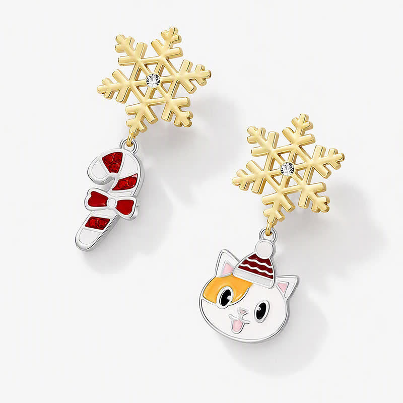 TaleClasp Christmas Snowflake Candy Cane Drop Earrings - image 3