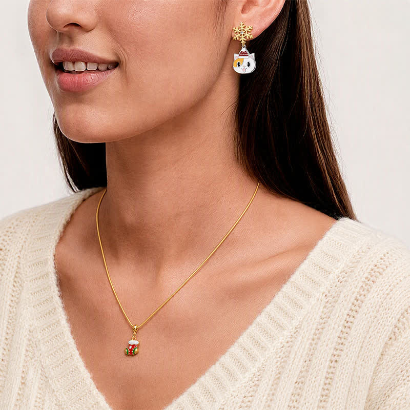 TaleClasp Christmas Snowflake Candy Cane Drop Earrings - image 2