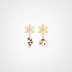 TaleClasp Christmas Snowflake Candy Cane Drop Earrings - Golden - image 0