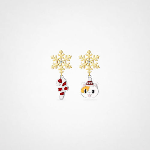 TaleClasp Christmas Snowflake Candy Cane Drop Earrings - Golden - image 0