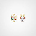 TaleClasp Festive Crystal Snowflake Reindeer Stud Earrings - Golden - image 0