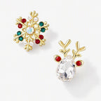 TaleClasp Festive Crystal Snowflake Reindeer Stud Earrings - image 3