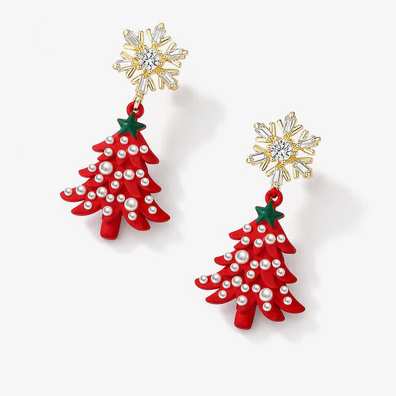 TaleClasp Snowflake Christmas Tree Drop Earrings - image 3