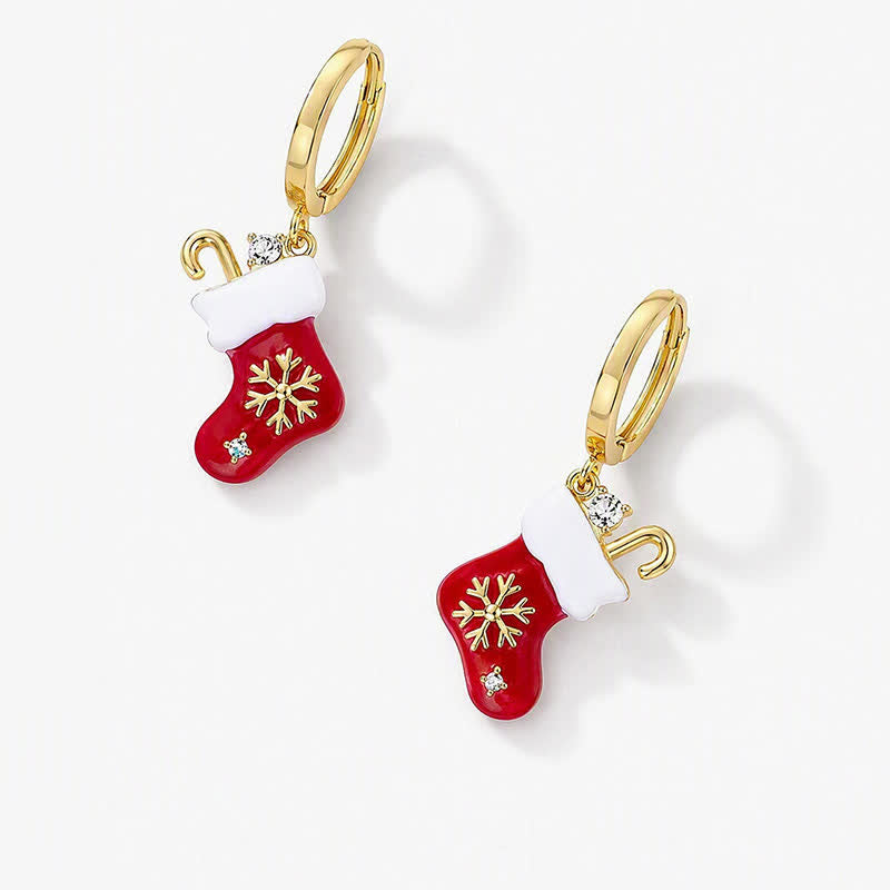 TaleClasp Festive Stocking Charm Hoop Earrings - image 3
