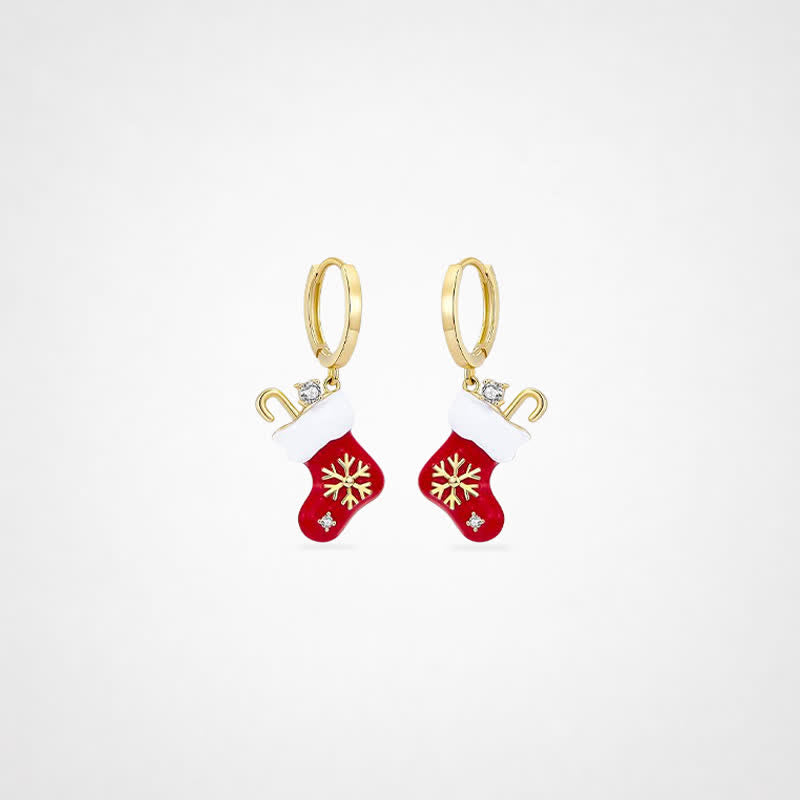 TaleClasp Festive Stocking Charm Hoop Earrings - Red - image 0