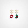 TaleClasp Pearl Snowflake Santa Hat Stocking Drop Earrings - Multicolor - image 0