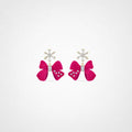 TaleClasp Pink Velvet Bow Crystal Statement Drop Earrings - Pink - image 0