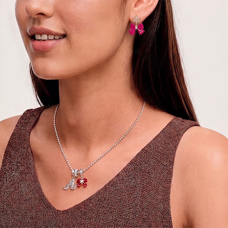 TaleClasp Pink Velvet Bow Crystal Statement Drop Earrings - image 2