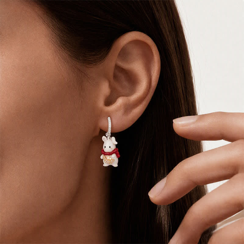 TaleClasp Crystal Bunny Charm Hoop Earrings - image 1