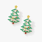 TaleClasp Festive Pearl Garland Christmas Tree Statement Earrings - Green - image 3