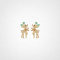 TaleClasp Festive Reindeer Gold Stud Earrings - Golden - image 0