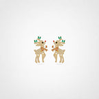 TaleClasp Festive Reindeer Gold Stud Earrings - Golden - image 0