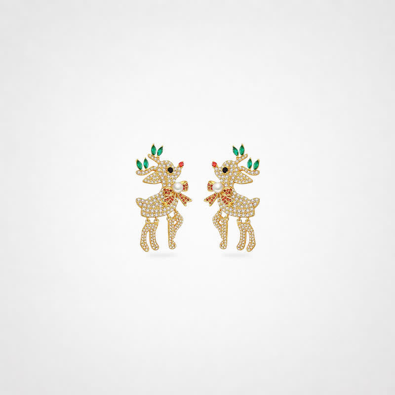 TaleClasp Festive Reindeer Gold Stud Earrings - Golden - image 0