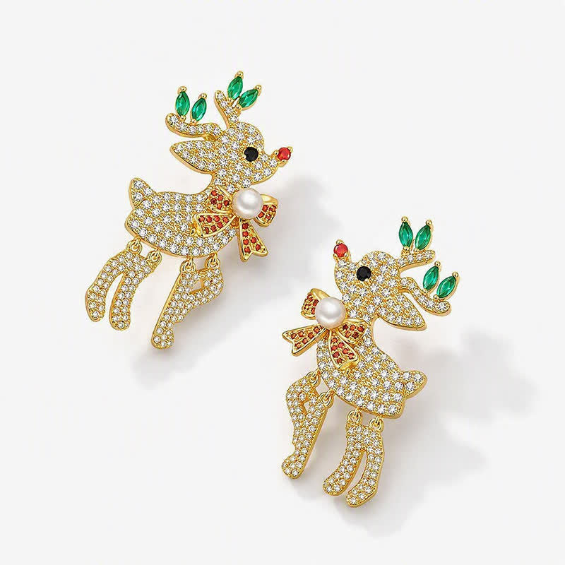 TaleClasp Festive Reindeer Gold Stud Earrings - image 3