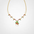 TaleClasp Festive Bow Bell Crystal Pearl Pendant Necklace - Golden - image 0