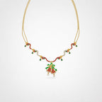 TaleClasp Festive Bow Bell Crystal Pearl Pendant Necklace - Golden - image 0