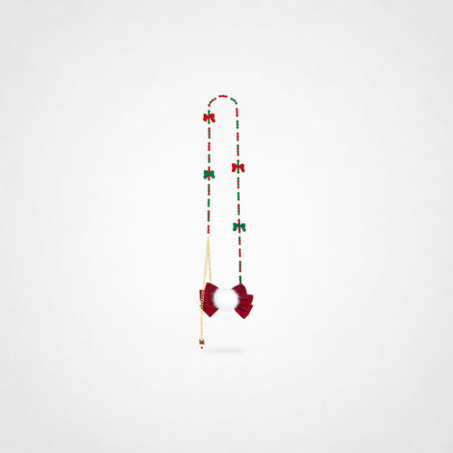 Festive Red Bow Beaded Tassel Phone Chain - Multicolor - image 0