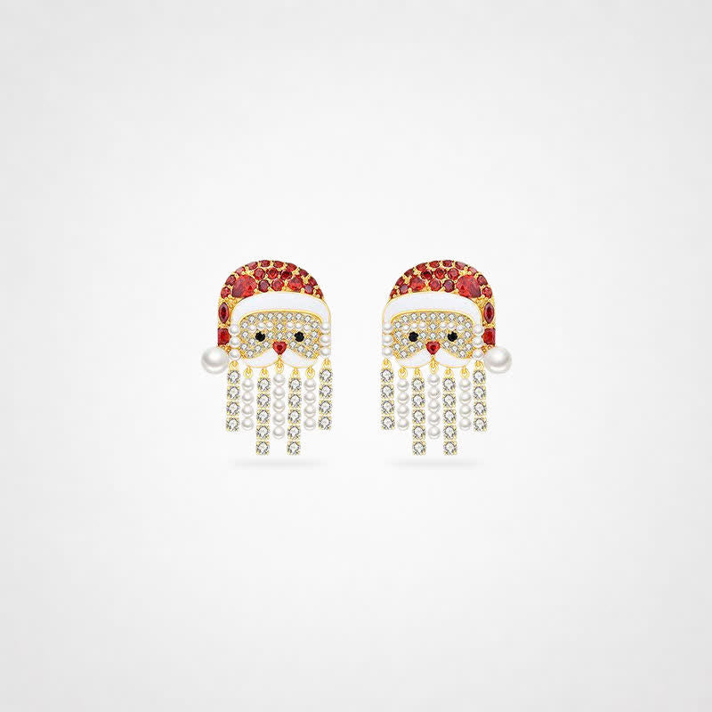 TaleClasp Santa Crystal Tassel Stud Gold Earrings - Silver - image 0