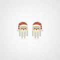 TaleClasp Santa Crystal Tassel Stud Gold Earrings - Silver - image 0