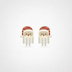 TaleClasp Santa Crystal Tassel Stud Gold Earrings - Silver - image 0