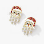 TaleClasp Santa Crystal Tassel Stud Gold Earrings - image 3