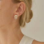 TaleClasp Santa Crystal Tassel Stud Gold Earrings - image 1